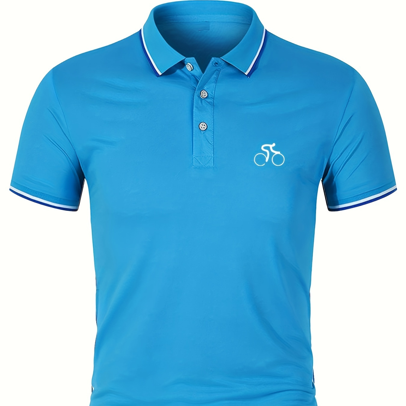 

Men's Golf Shirt, Cycling Print Short Sleeve Breathable Tennis Shirt, Business Casual, Moisture Wicking