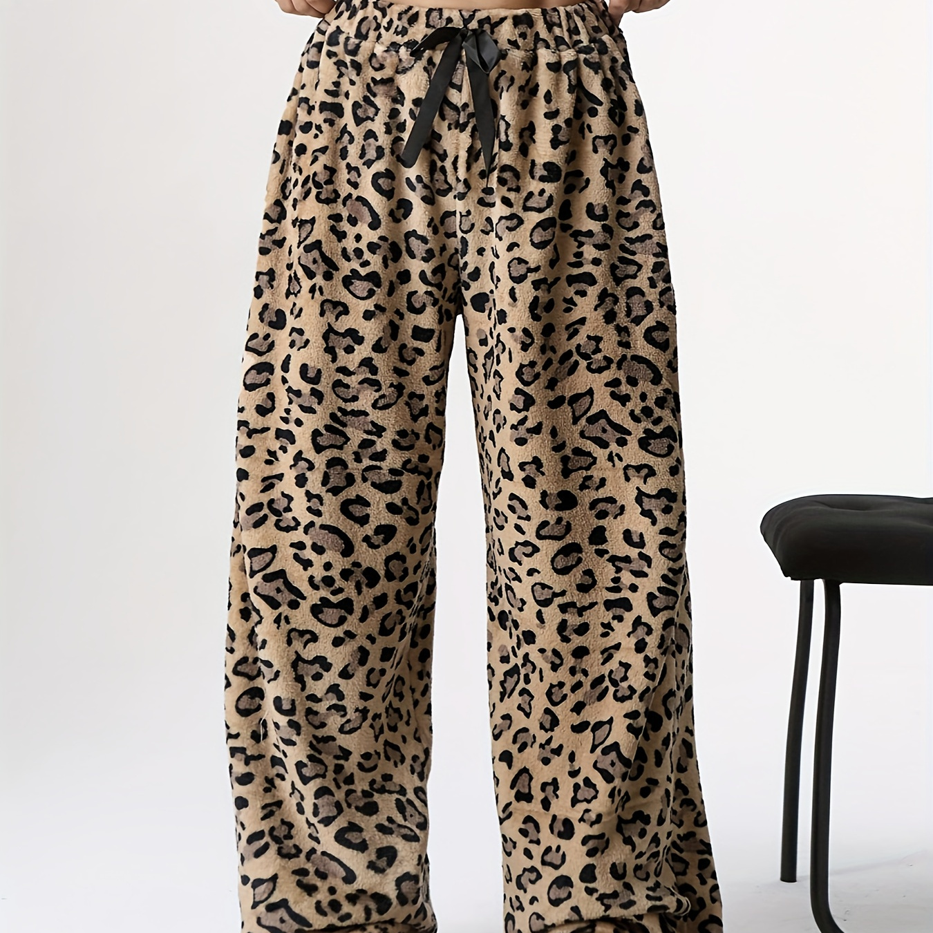 

Pantalon large à motif léopard, pantalon taille basse élastique Y2K pour et , vêtements pour femmes