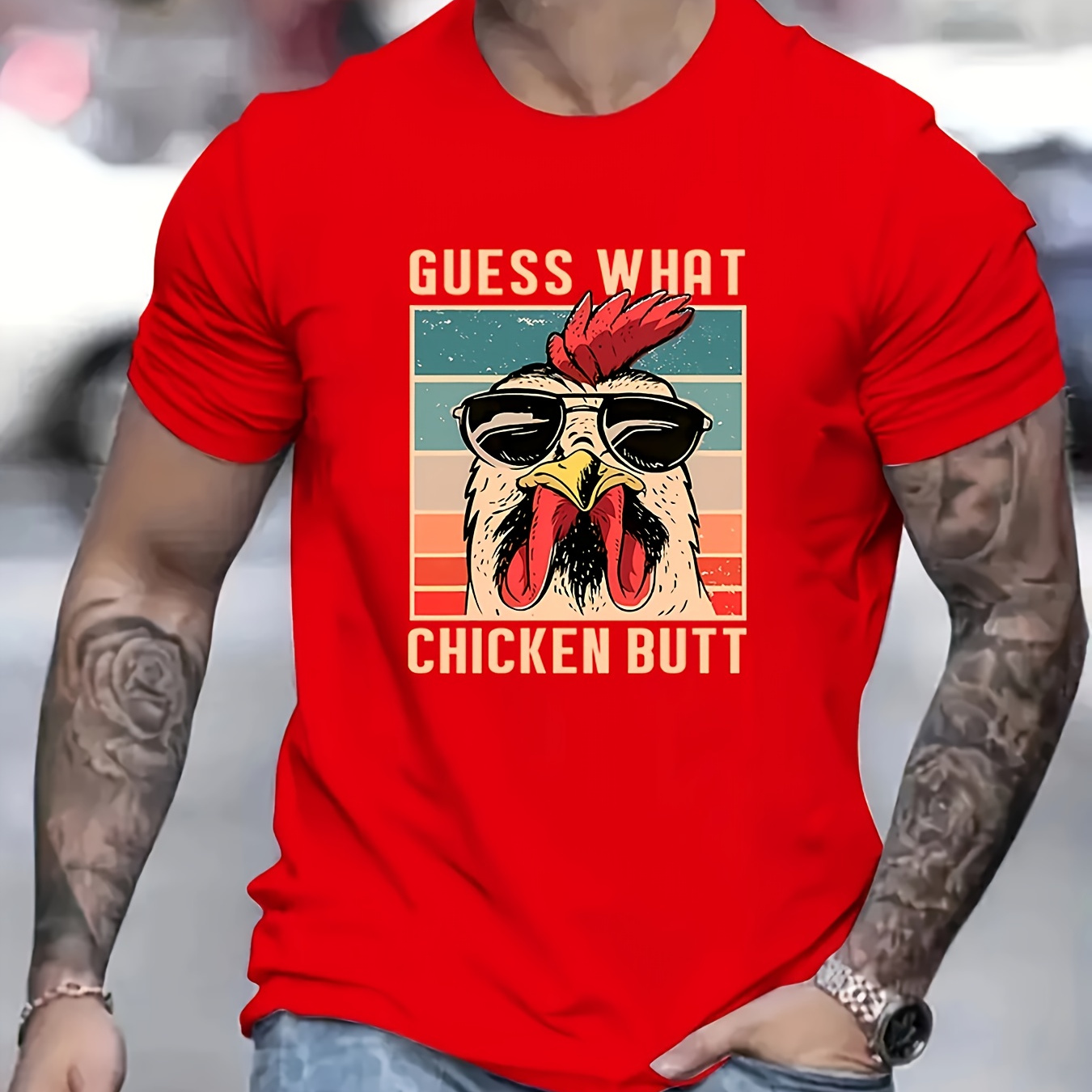 

Guess What Print T Shirt, Tees For Men, Casual Short Sleeve T-shirt For Summer