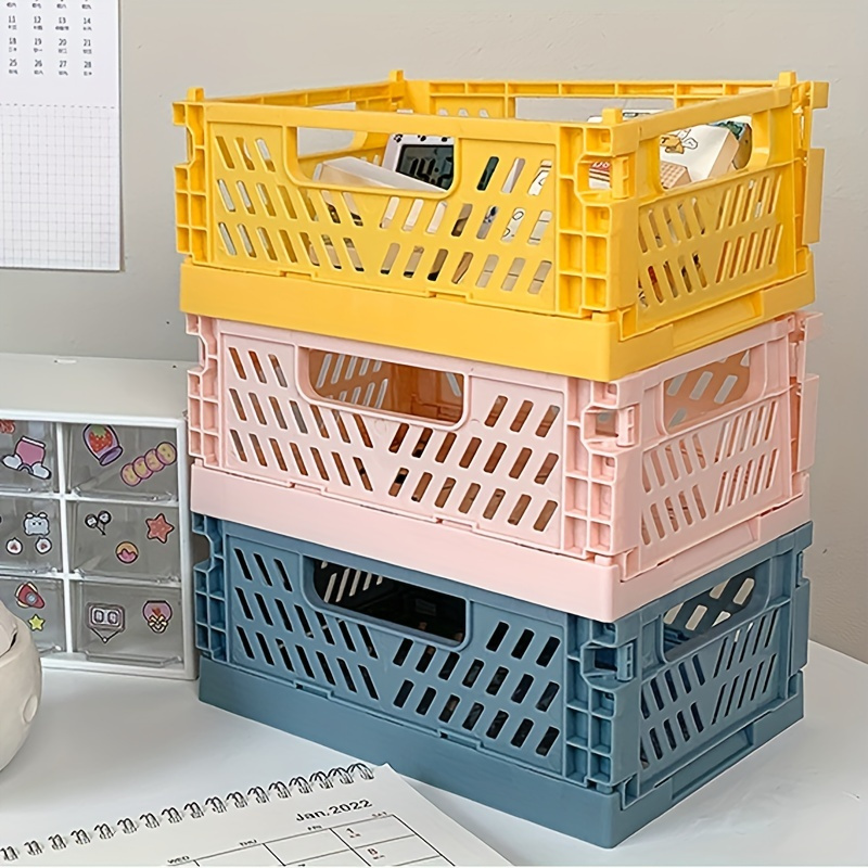 Mini Folding Plastic Boxes Student Desktop Finishing Hand - Temu