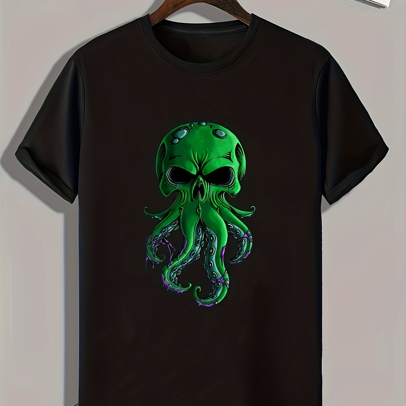

Monster Print, Men's Graphic T-shirt, Casual Comfy Tees For Summer, Mens Clothing
