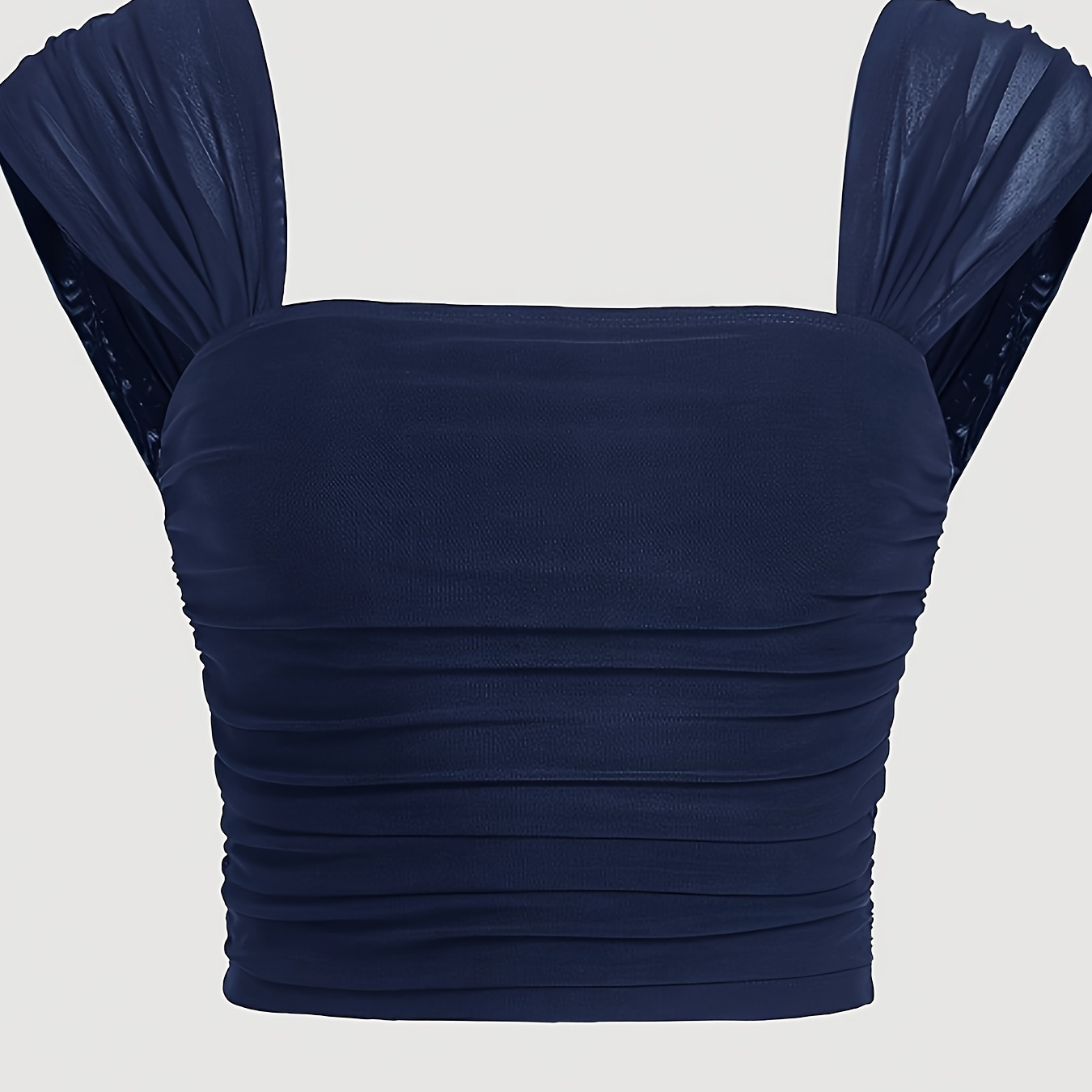 

Solid Color Wide Strap Tank Top, Elegant Sleeveless Crop Top For Spring & Summer, Women's Clothing