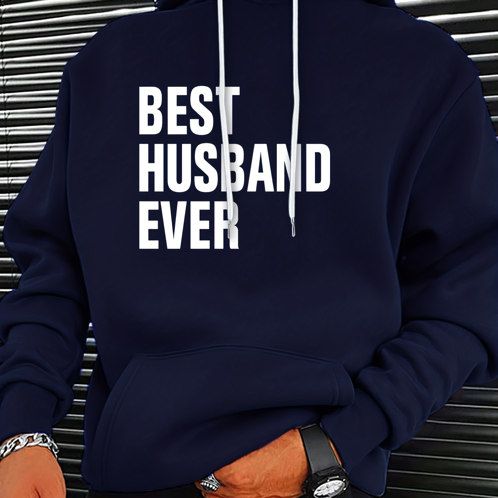 

bast Husband Ever" Print, Hoodies For Men, Graphic Sweatshirt With Kangaroo Pocket, Comfy Trendy Hooded Pullover, Mens Clothing For Fall Winter