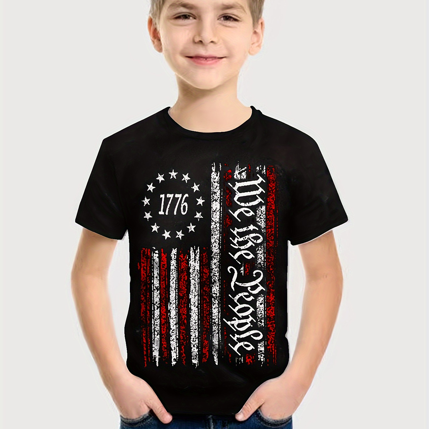 

Independence Day Vintage Flag 3d Print T-shirt, Tees For Boys, Casual Short Sleeve T-shirt For Summer Spring Fall