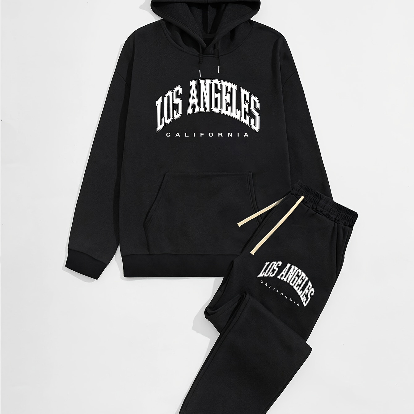 

Men's Graphic Print Pullover Hooded Sweatshirt Casual Outfit Set, 2 Pieces Long Sleeve Hoodies And Drawstring Sweatpants