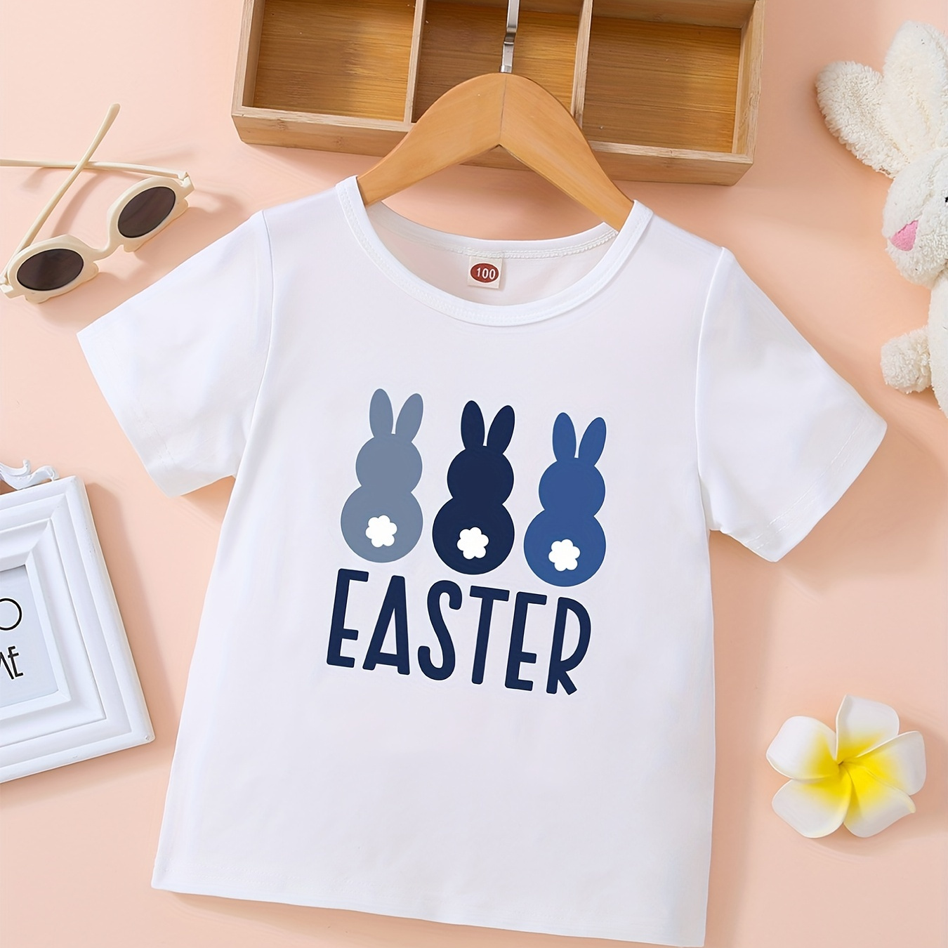 

Easter Bunnies Round Neck T-shirt Tee Top Casual Soft Comfortable Boys And Girls Summer Clothes