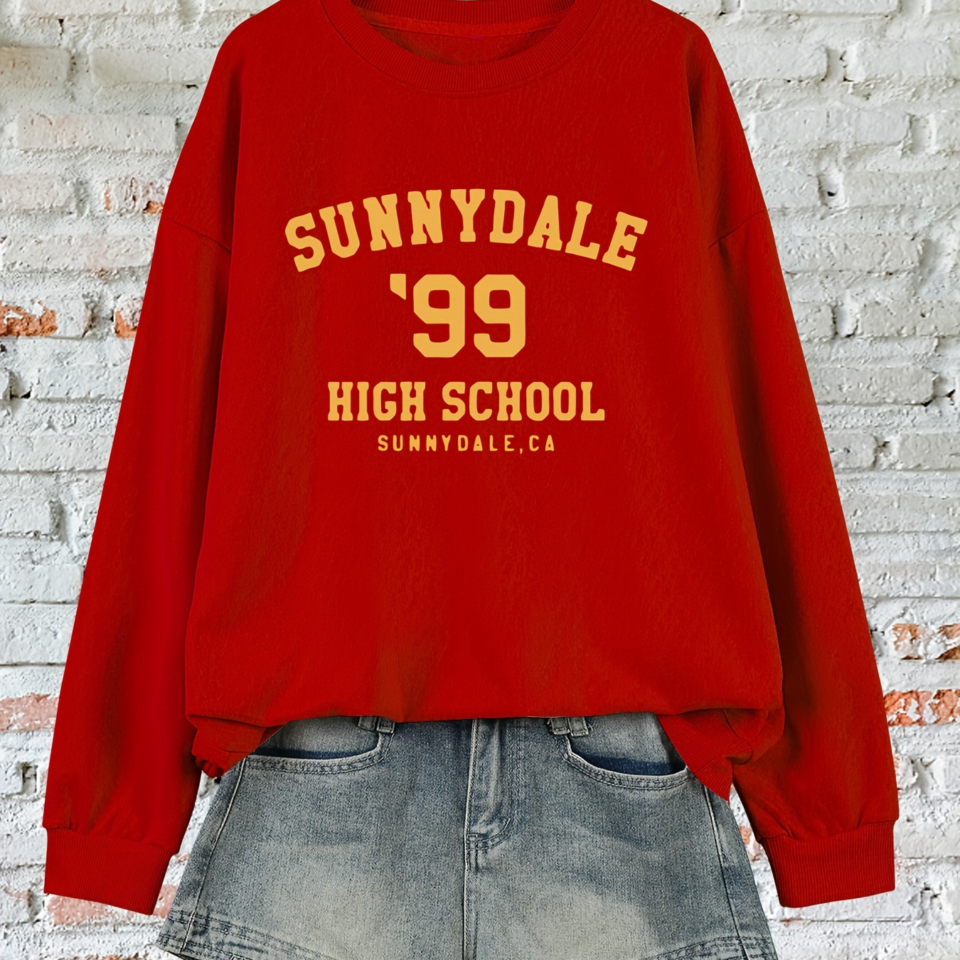 

Sunnydale99 Plus Size Casual Crew Neck Sweatshirt - Long Sleeve, Polyester , Machine Washable - Women' Pullover