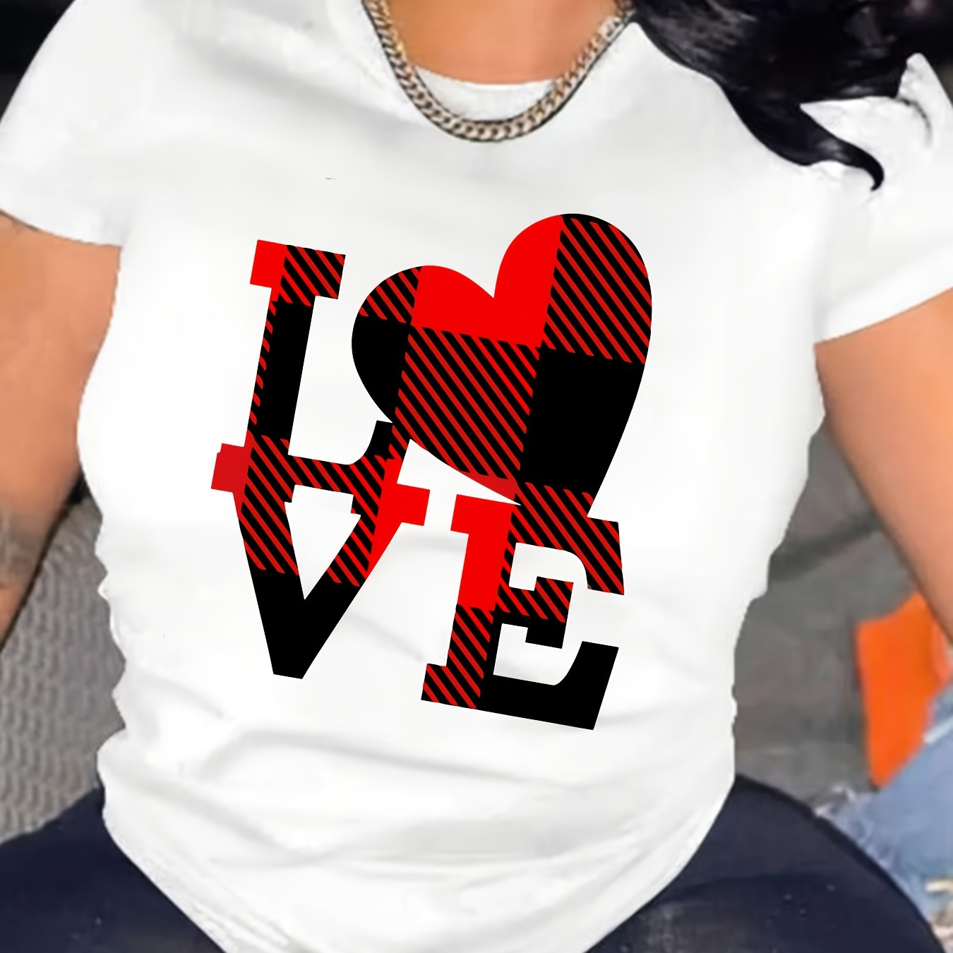 

Women's Elegant Letter Print T-shirt - Crew Neck, Short Sleeve, Polyester , Machine Washable - Summer & Fitness