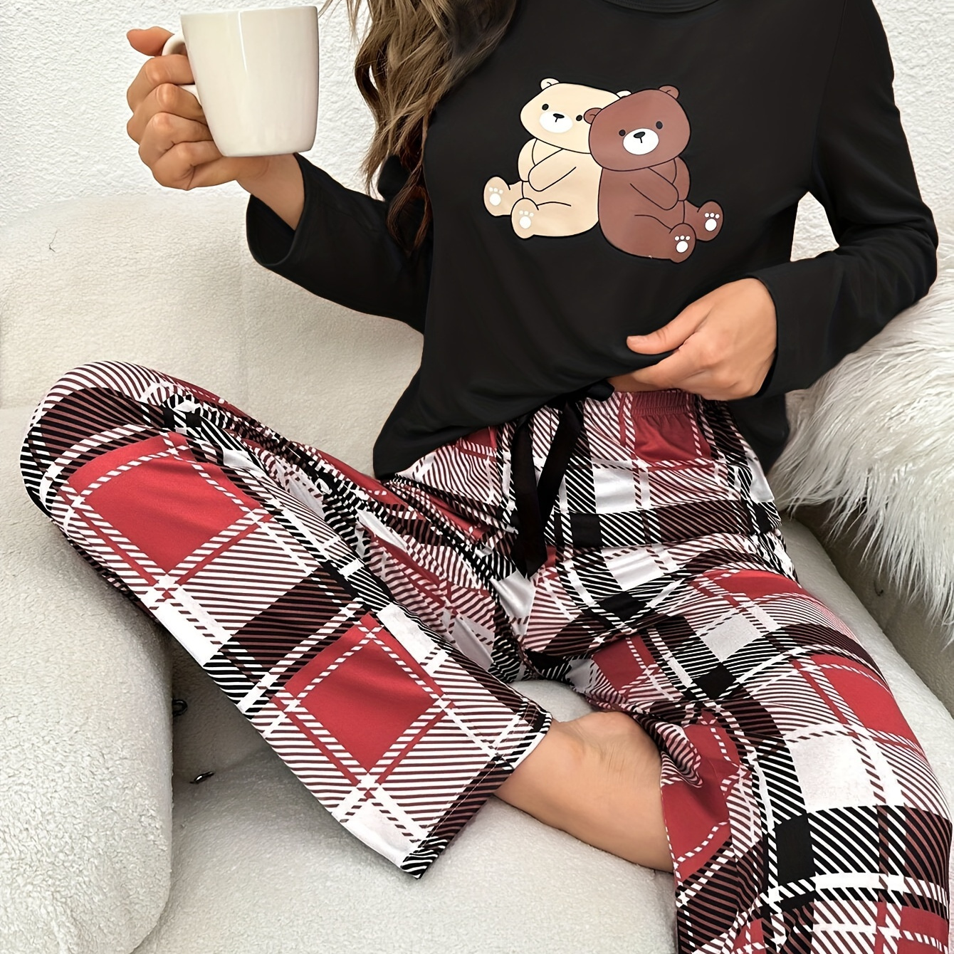 

-themed Women's Clothing Set - Long Sleeve & Pants, Round Neck, Stretchy Polyester , Non-transparent - All