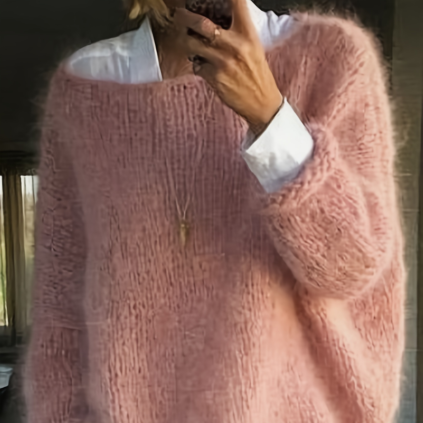 

Solid Boat Neck Pullover Sweater, Casual Long Sleeve Loose Sweater, Women's Clothing