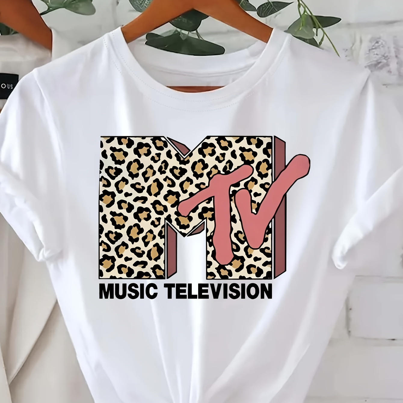 

1pc Mtv Lettering T-, 's Top, Tee