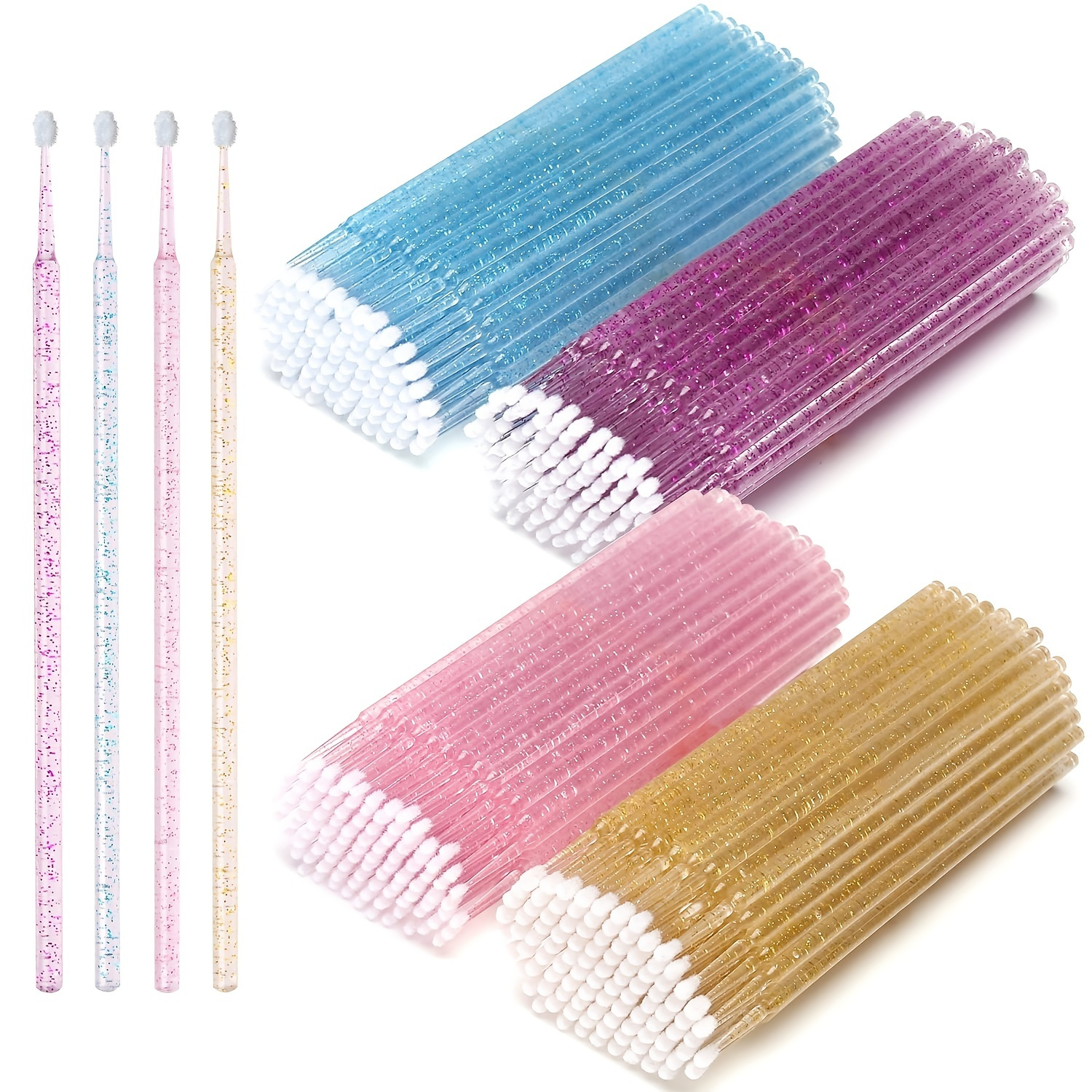 100 Pcs Crystal Micro Brush, Micro Swabs For Eyelash Extension, Micro Applicator Brush Micro Eyelash Swabs