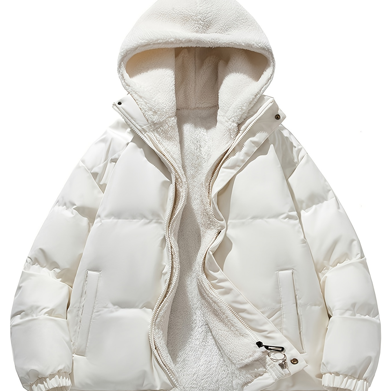 

Unisex Warm Fleece Hooded Winter Jacket, Casual Coat For Men And Women Couples Fall Winter