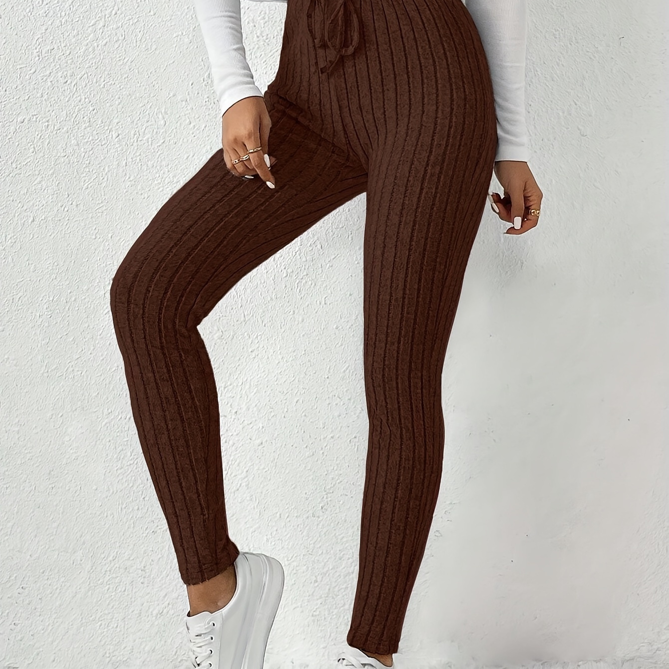 

-waist Pants For - Knit Tapered Leggings Drawstring, For Fall/