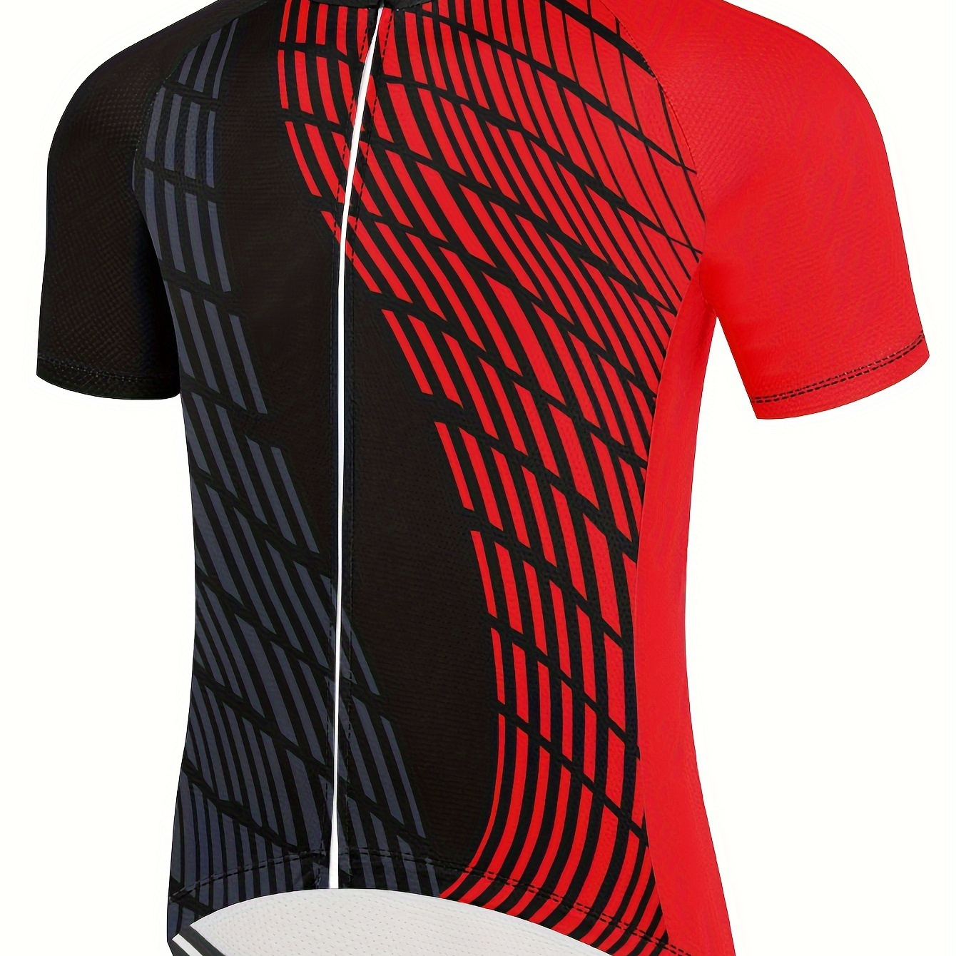 

Color Blocked Design Short Sleeve Zip-up Cycling Jersey For Men, Breathable Quick Drying Cycling Shirt With 3 Back Pockets For Cyclists