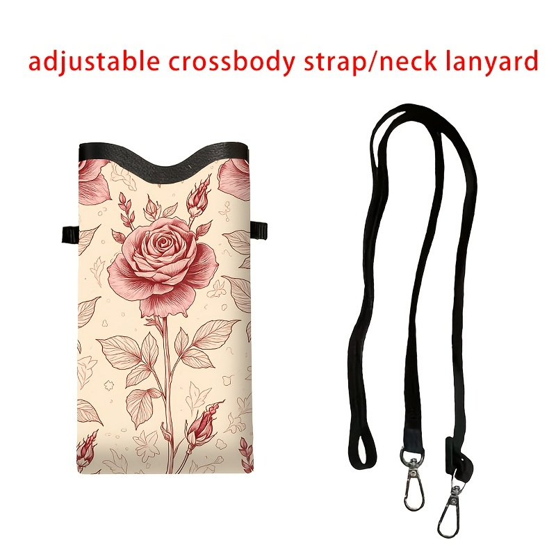 TEMU 1pc Floral Pattern Women's Wallet, Daily Coin Purse Phone Pouch, Compatible With Various Phones, Elegant Botanical Style Shoulder Bag, Halloween