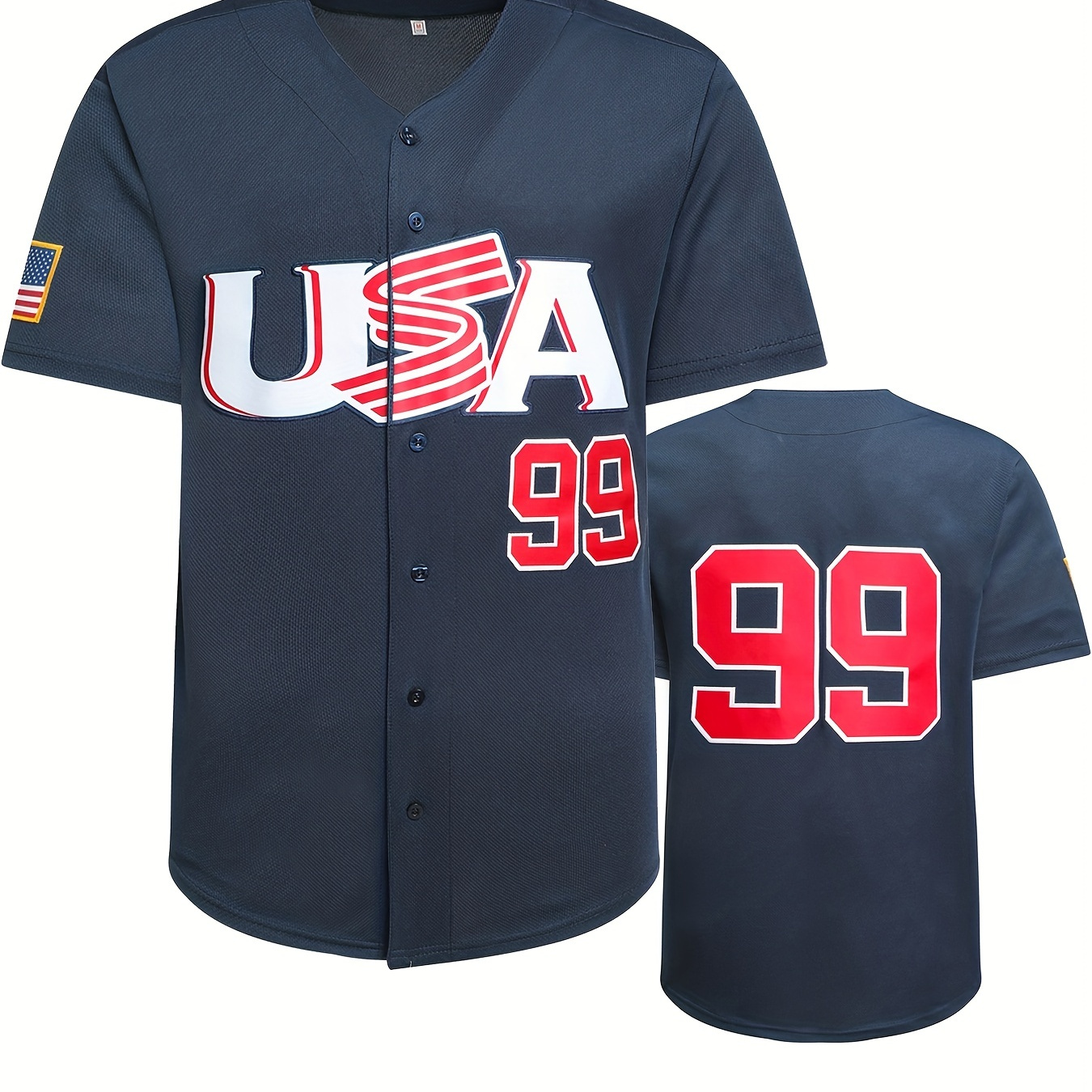 Men's #27 USA Baseball Jersey, Active Button Up Short Sleeve Uniform Baseball Shirt for Training Competition Size S-XXXL,Temu