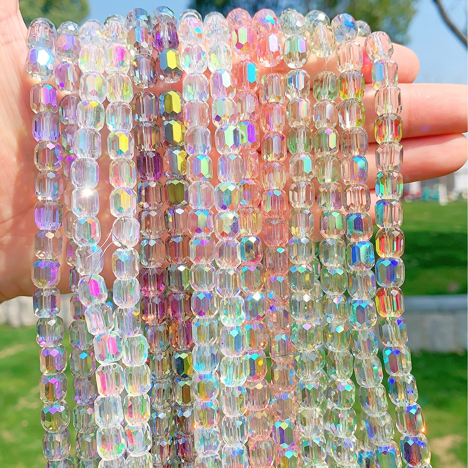 50pcs/set Frosted Pentagram Crystal Beads Loose Beads Glass Beads Plated AB  Spacer Beads For Jewelry Making DIY Bracelets