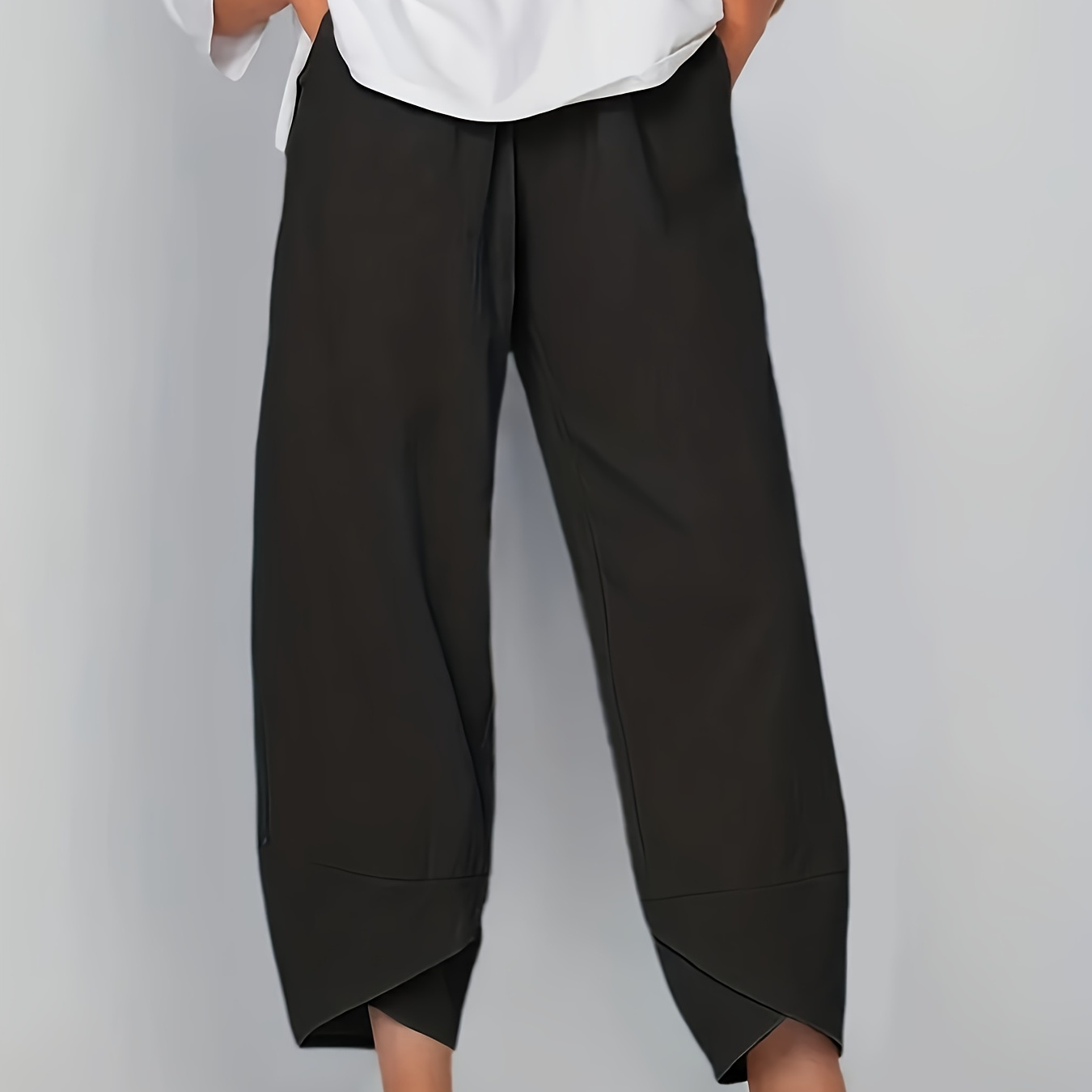 

Solid Color Elastic Waist Pants, Casual Simple Pants For Spring & Summer, Women's Clothing
