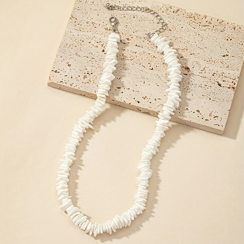 White Surfer Necklace Choker Pack, Genuine Puka Shell Necklace for Men & Women, Real Seashell Necklaces with Round Clam Chip Shell Beads, Beach Pooka