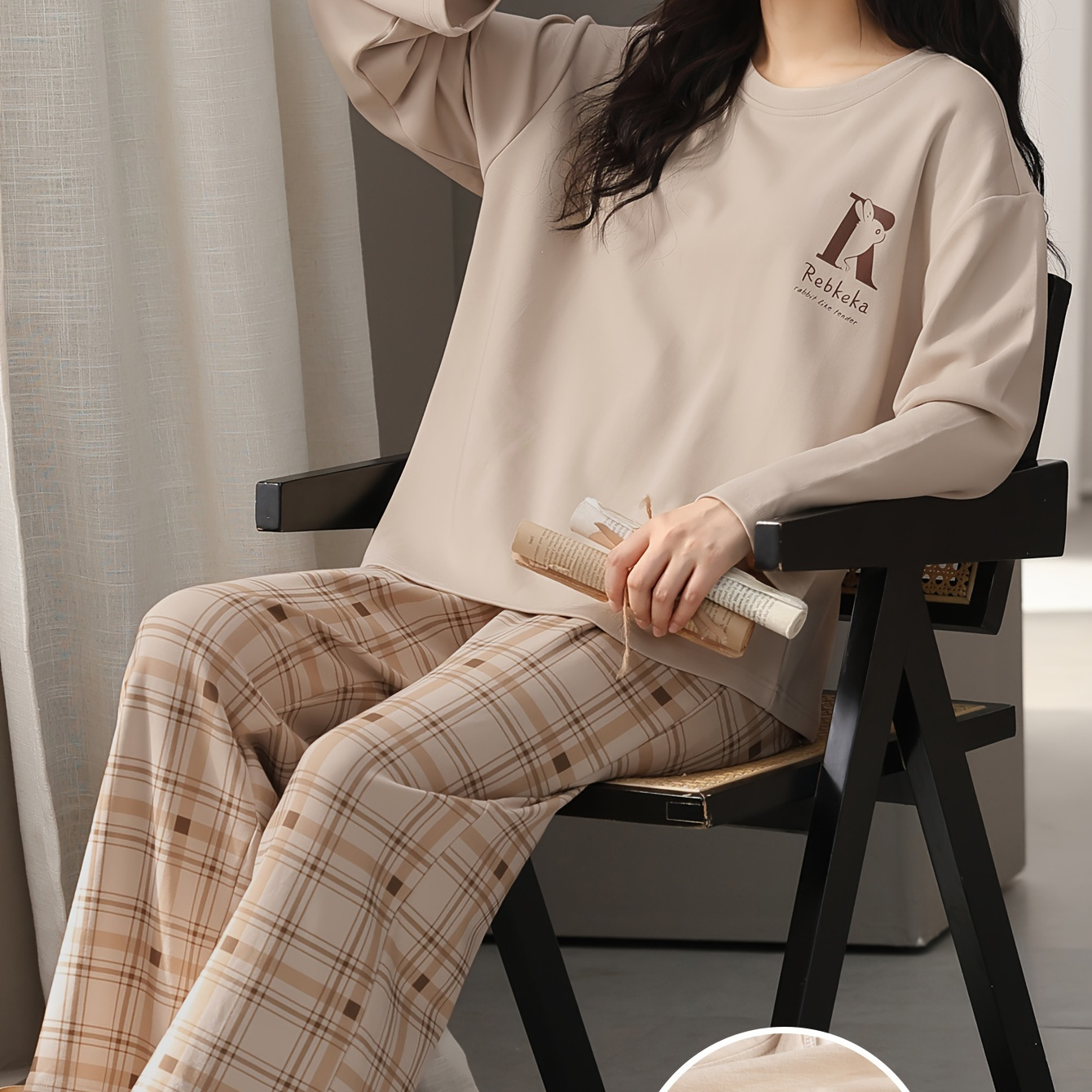 

Ensemble Pyjama en Coton pour Femmes YIZILIAN avec Coussin de Poitrine - Décontracté à Manches Longues & Pantalon, Lavable en Machine, Collection Printemps/Automne