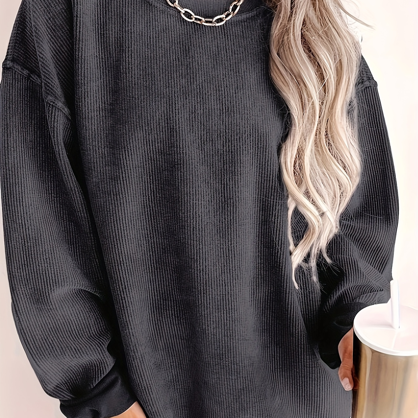 

Simple Solid Color Pullover Sweatshirt, Casual Long Sleeve Crew Neck Sweatshirt, Women's Clothing