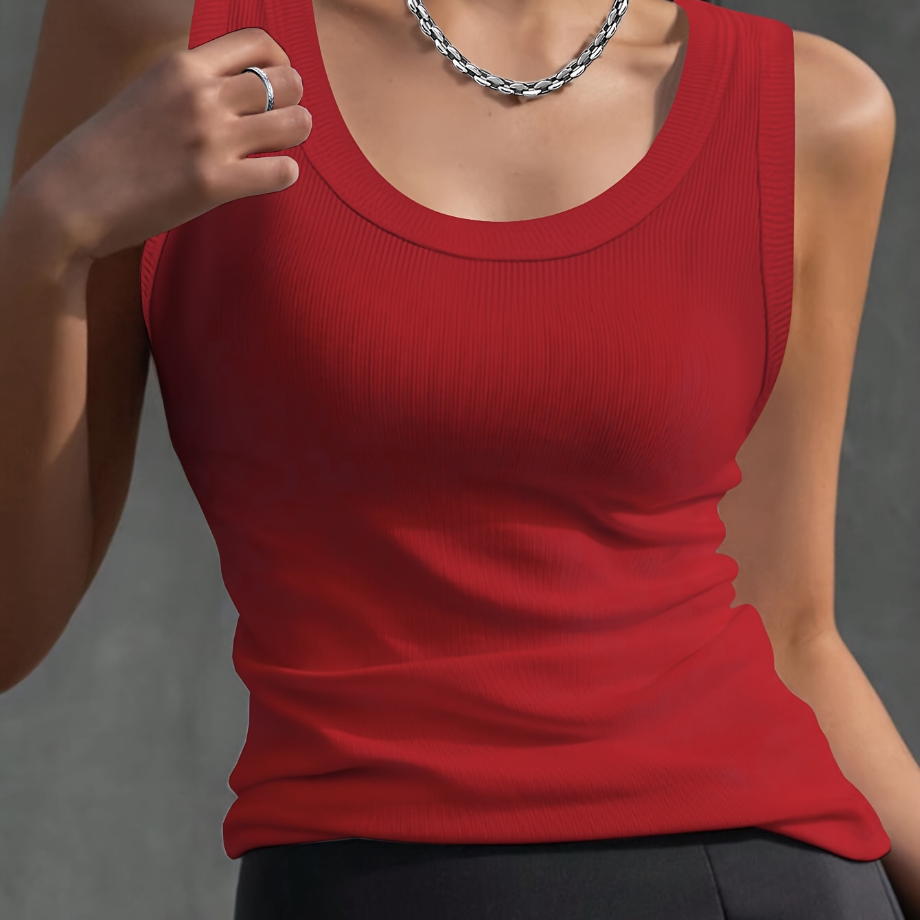 

Solid Color Simple Tank Top, Casual Sleeveless Tank Top For Summer, Women's Clothing