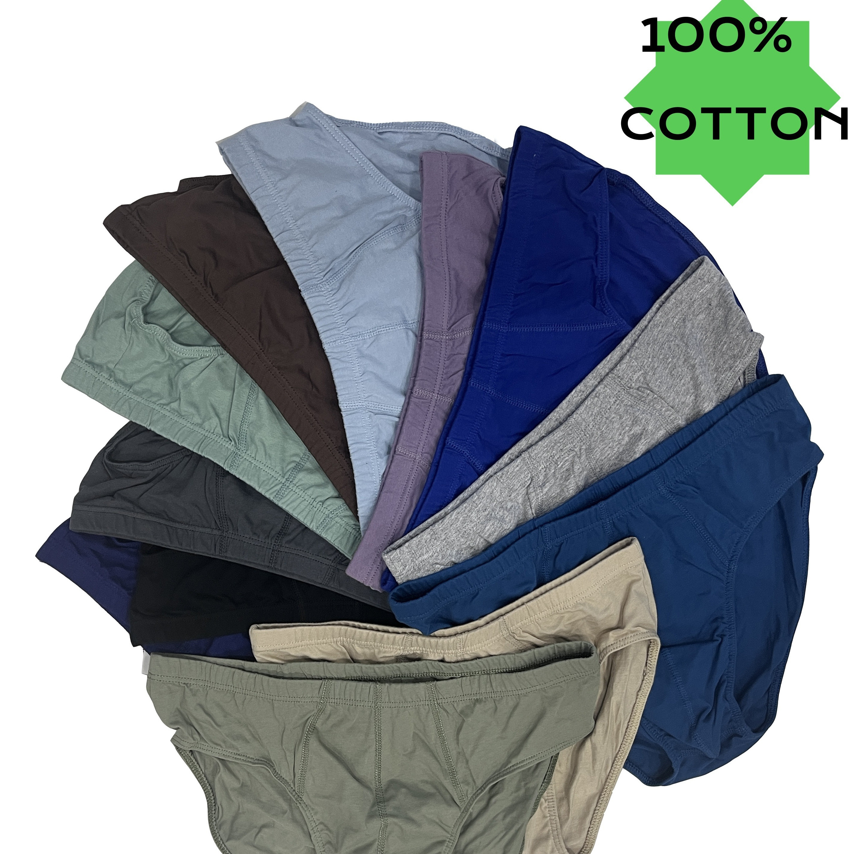 

4-Pack de slips pour hommes en coton, confort respirant, couleur unie, tissu tricot élastique, couleurs assorties, sous-vêtements pour port quotidien