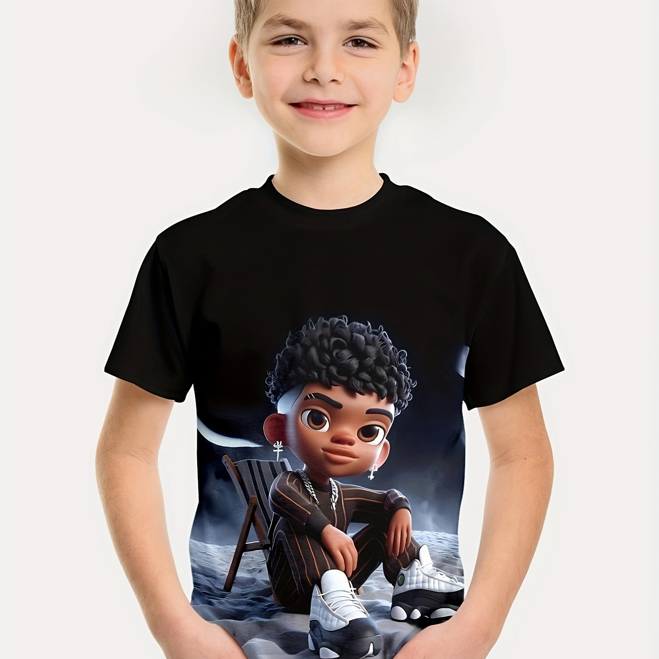

Cool Hip Hop Boy 3d Print Boys T-shirt - Vibrant Short Sleeve Tee For Summer Fun - Casual Style For Boys And Girls