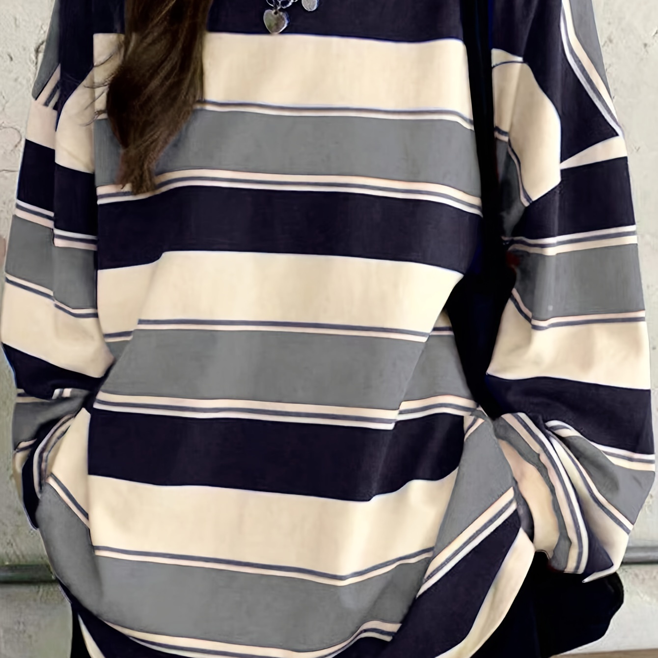 

Size Striped Sweatshirt - Knitted Slight , Polyester 95%, Elastane 5% - All Top