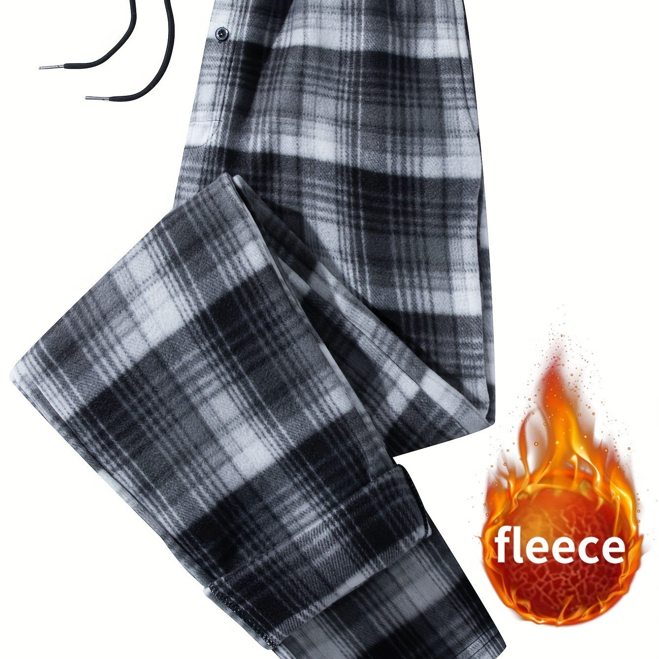 

Men's Cozy Flannel Checkered Fleece Pants - Casual & Warm With Dual-sided Pockets And Adjustable Drawstring Waist, Machine Washable, Blue And Black For & Style, Cozy Clothing| Pants|soft Flannel Pants