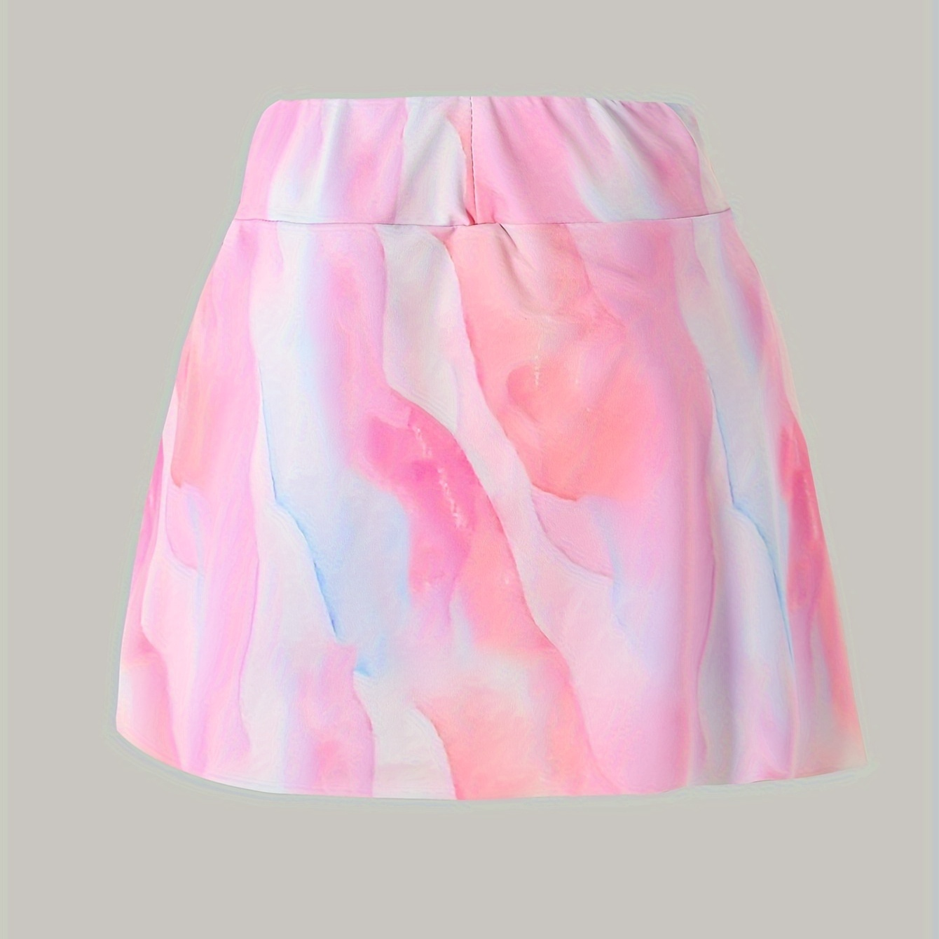 

Knit High Waist Tie-dye Skirt Shorts For Girls, Cool And Comfy Breathable Versatile Outfit Summer Gift, Culotte