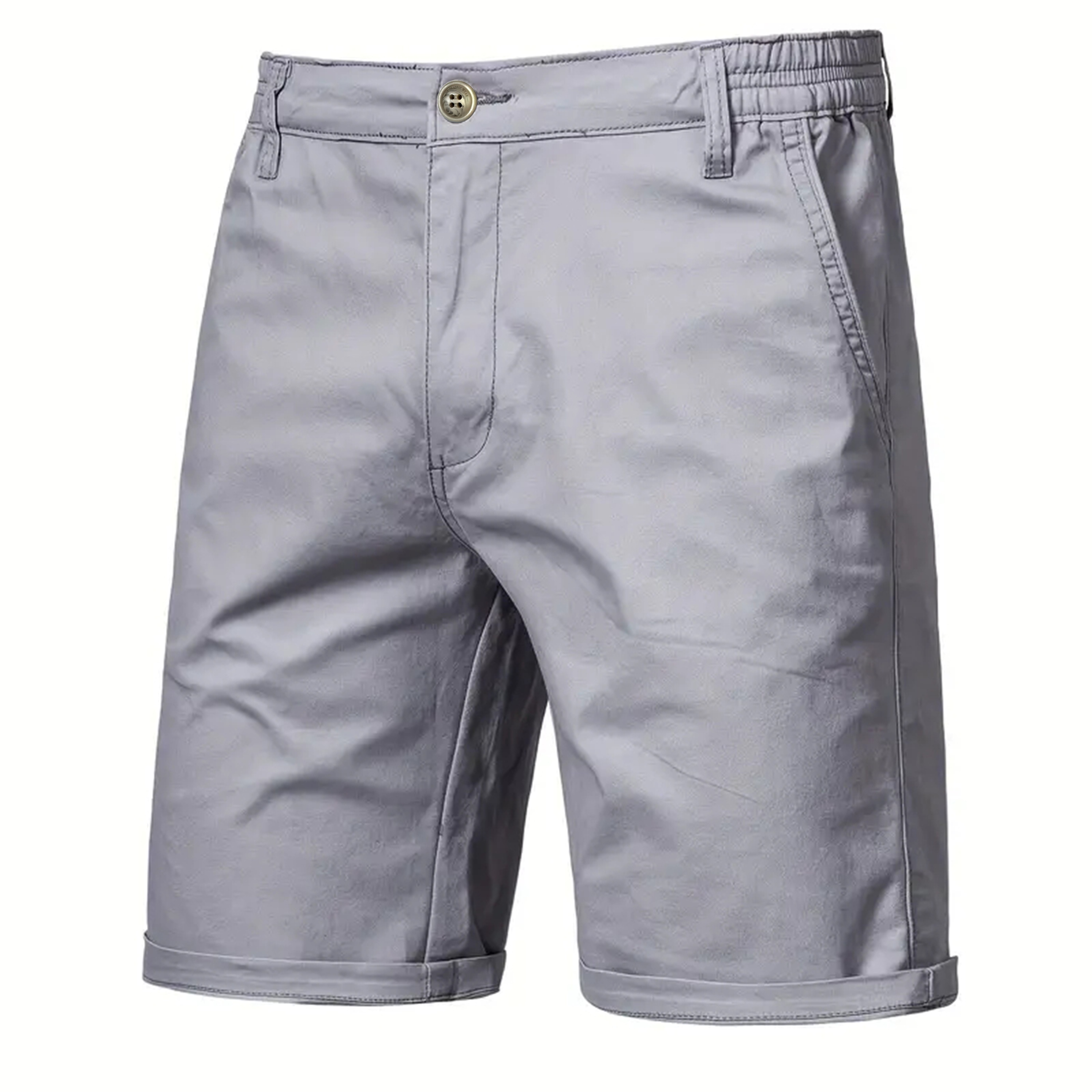 

Solid Color Classic Shorts With Elastic Waistband And Multiple Pockets, Casual And Chic Shorts For Men's Summer Outdoors Wear
