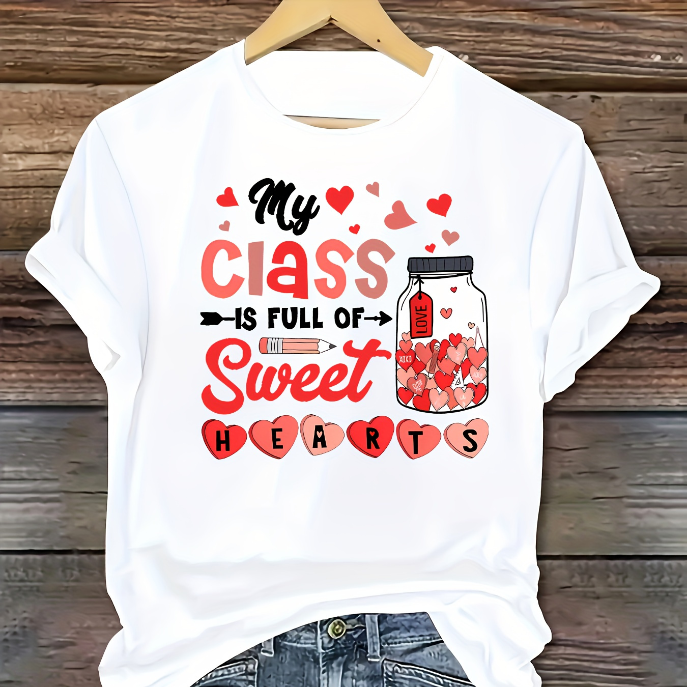 

Women's Casual Short Sleeve T-shirt With "my Class Is Full Of " Print, Polyester Knit Fabric, Round Neck, All Season Fashion Tee