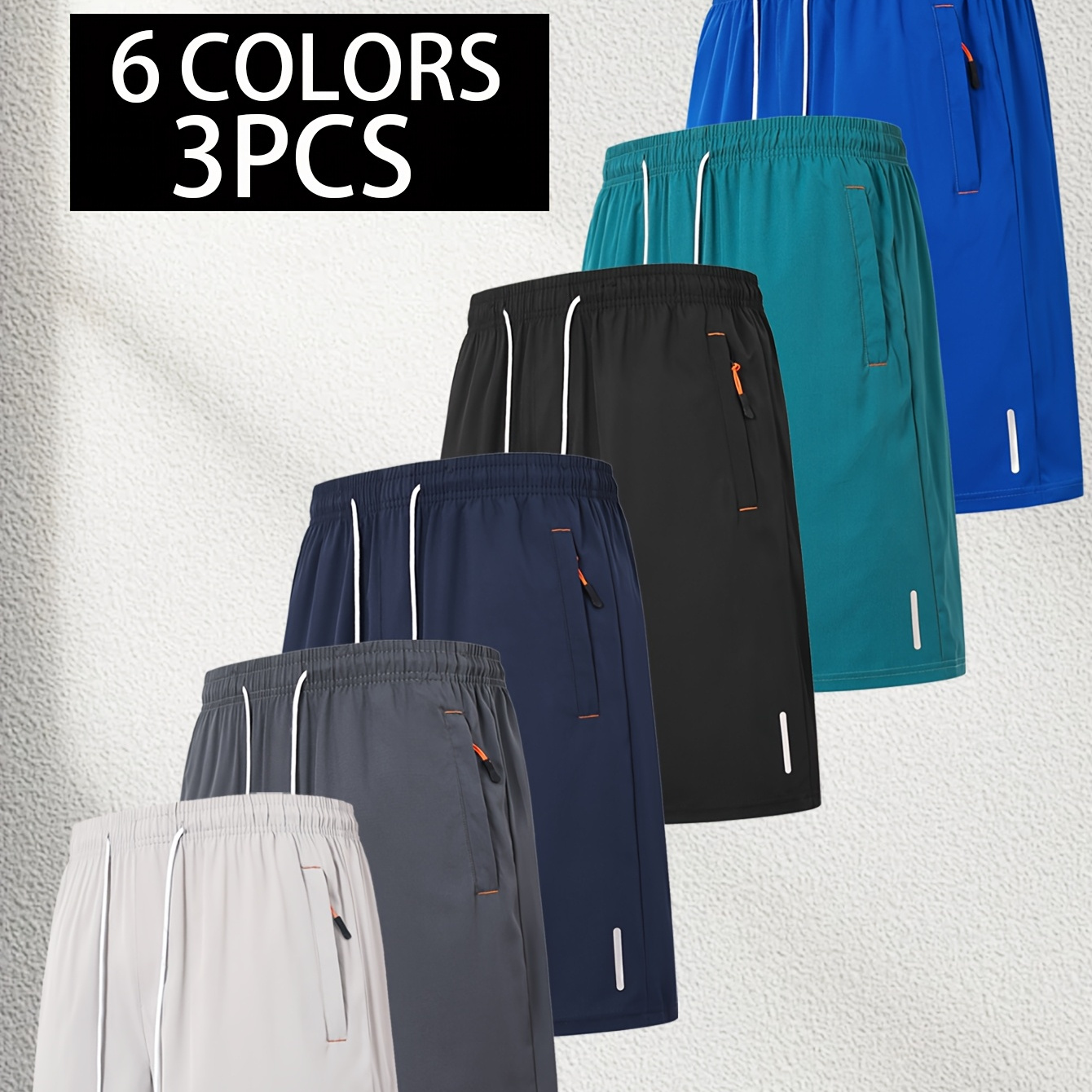 3pcs Men'S Summer Drawstring Shorts