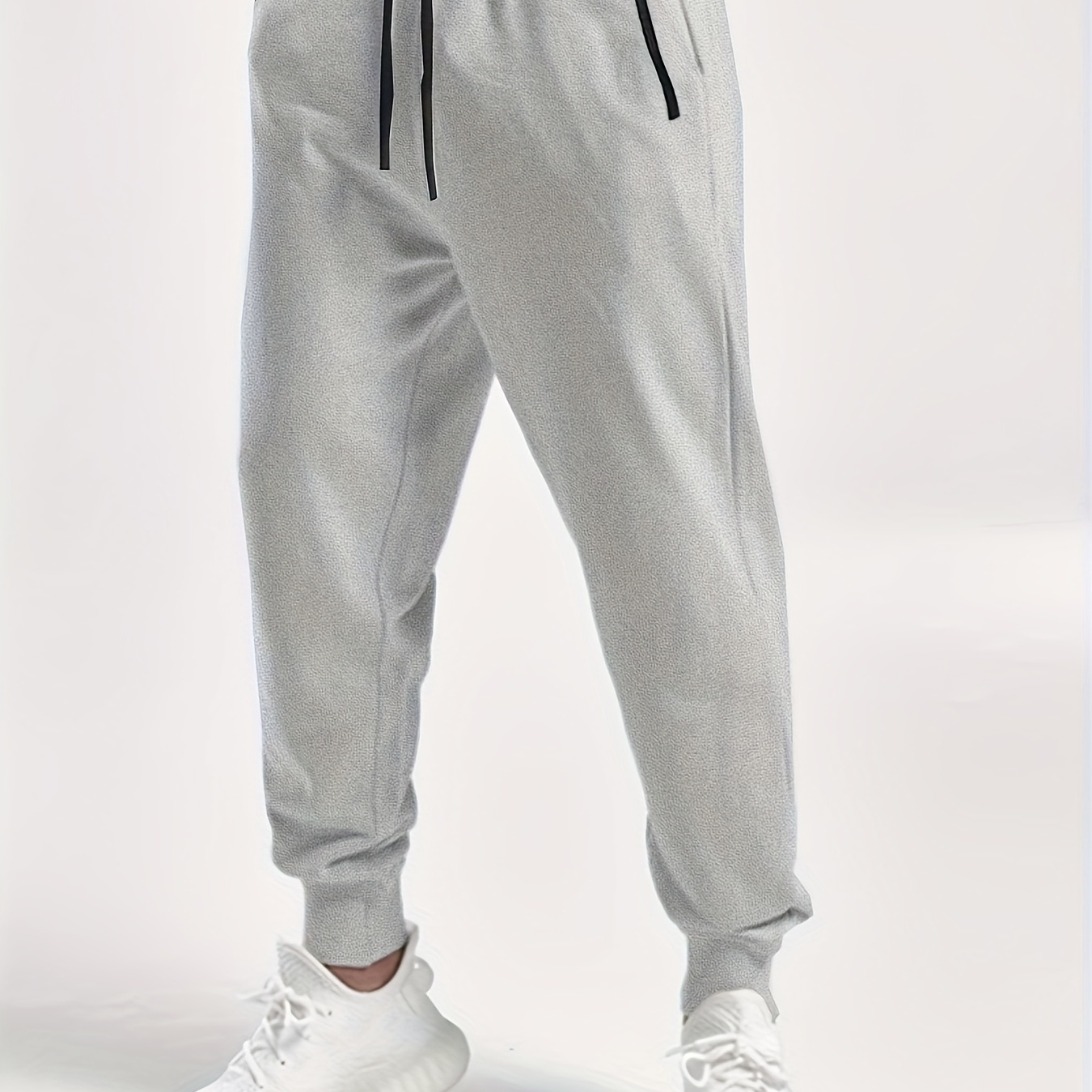 

Men's Casual Joggers With Waistband, Design & Zipper Pockets - Breathable Polyester , Machine Washable