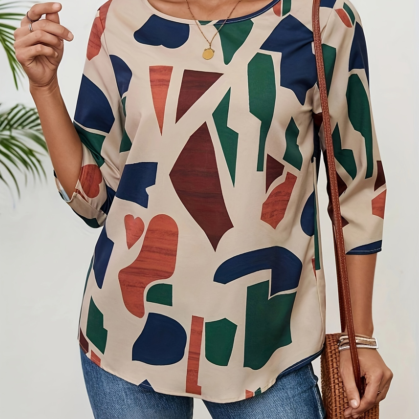 

Elegant Orientation + Spring And Summer Collection, Women's Vacation Casual Long-sleeve Shirt With Random Pattern Prints.