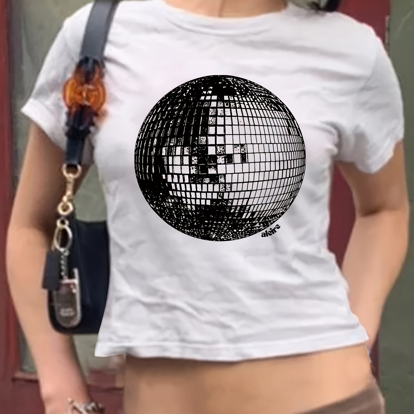 

Ball Print T-shirt, Short Sleeve Crew Neck Casual Top For Summer & Spring, Women's Clothing