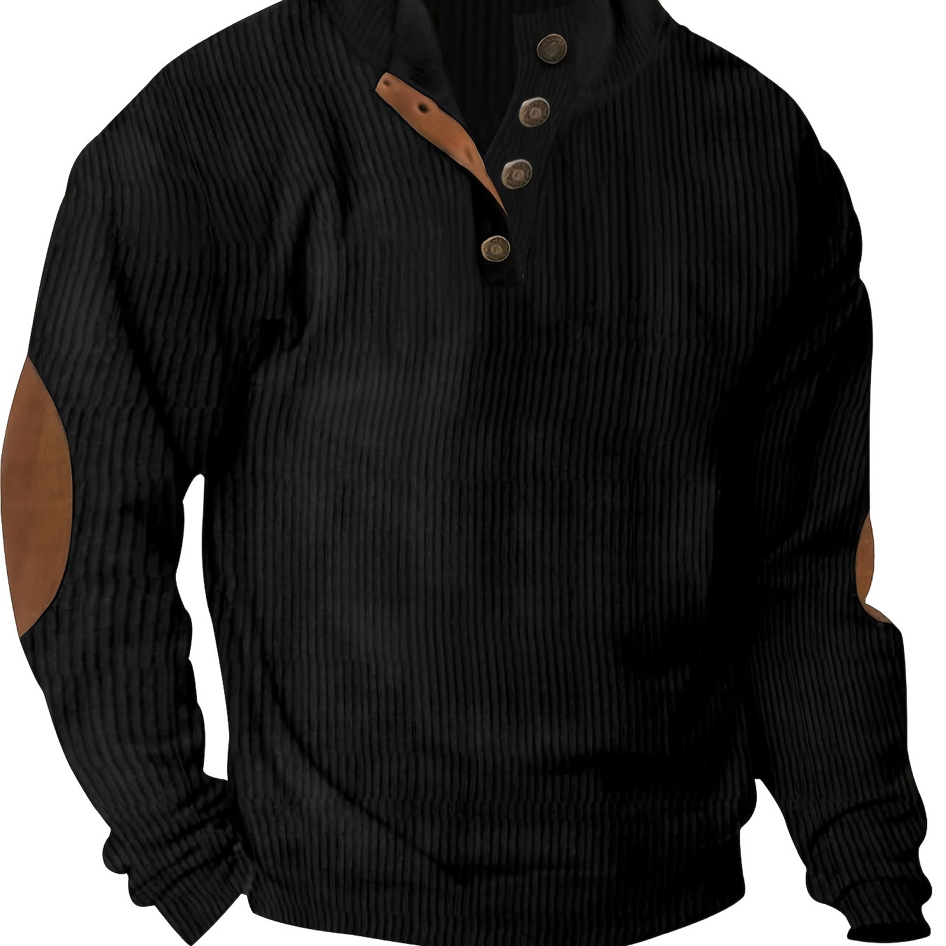 

Men'-inspired Corduroy Henley Shirt - Casual Long Sleeve With Stand Collar, Spring & Fall Outdoor Activities