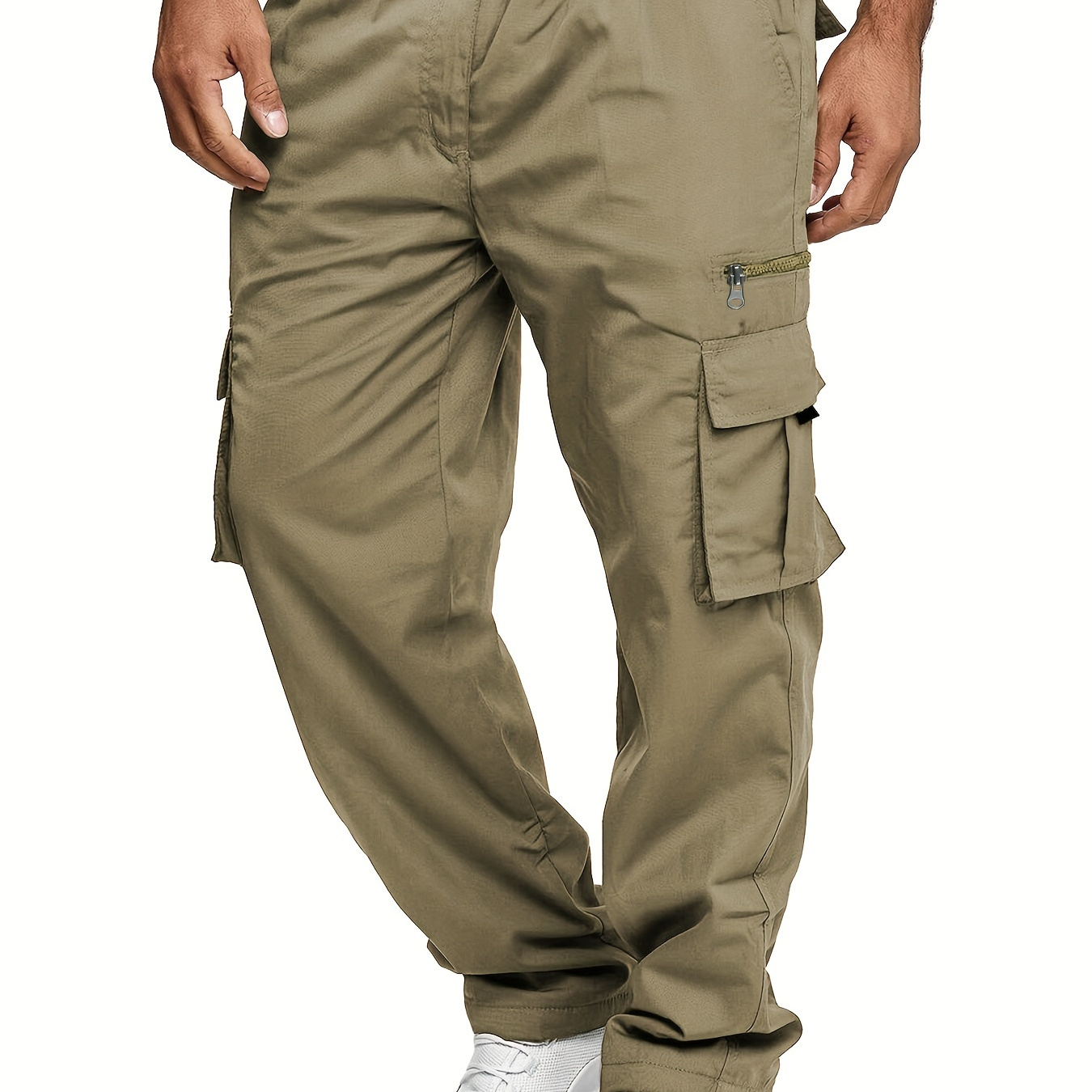 Men's Oversized Cool Cargo Pants For Spring/autumn, Fashion Casual Multi-pocket Cargo Pants For Workout, Plus Size