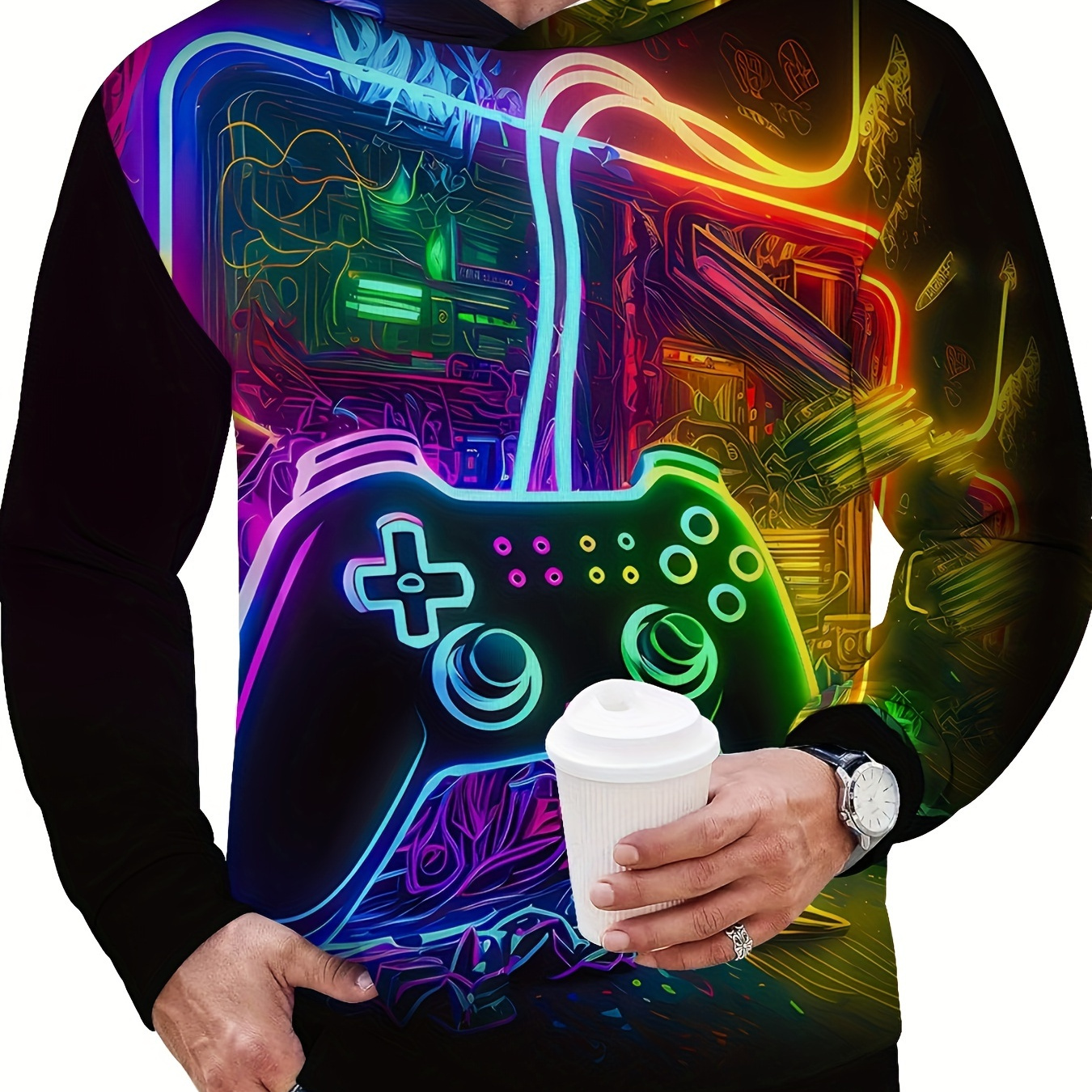 

Gamepad 3d Print Hoodies For Men, Graphic Hoodie With Kangaroo Pocket, Comfy Loose Trendy Hooded Pullover, Mens Clothing For Autumn Winter