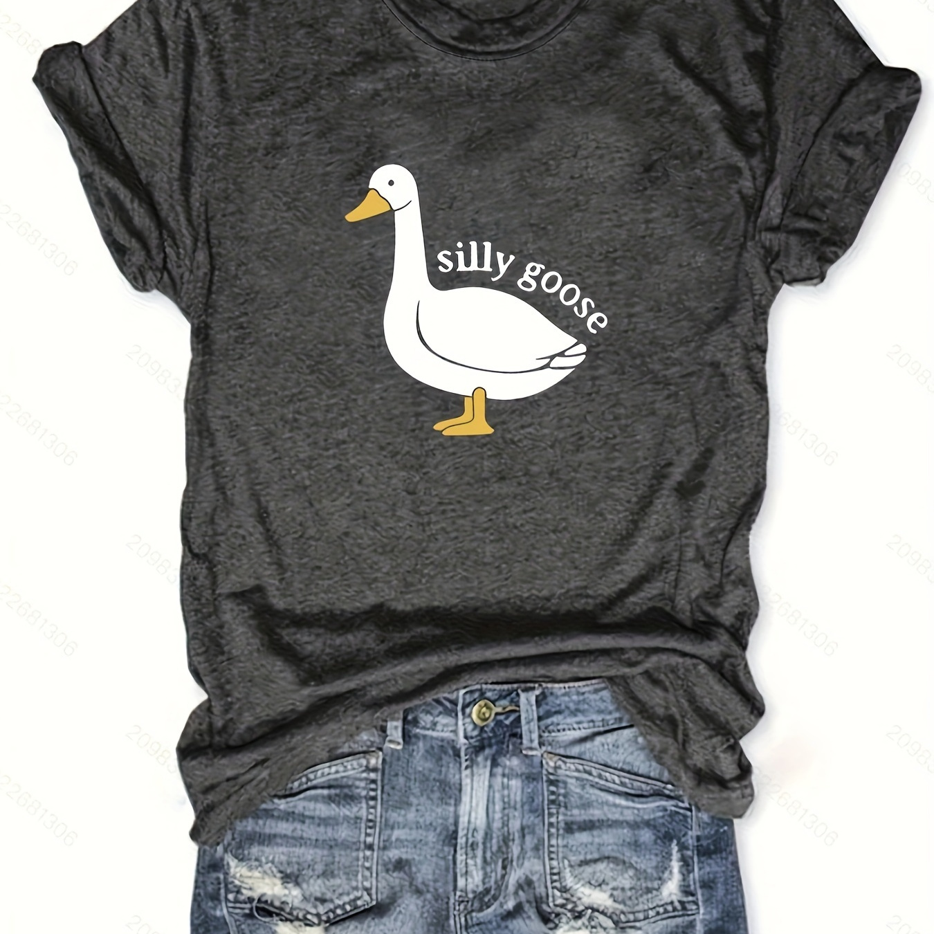 

Silly Goose Neck T-shirt, Casual Short Sleeve Top For , Women's Clothing