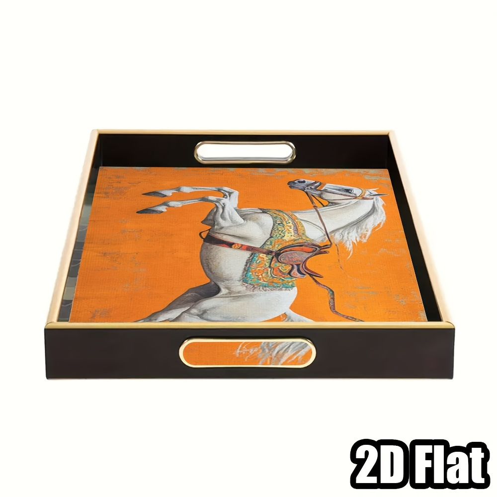 TEMU 1pc 2d Flat Glass Decorative Tray | Storage For Jewelry, Perfumes, Bottles, Heat Insulation, Art , Non-food Contact, Suitable For Living Room,