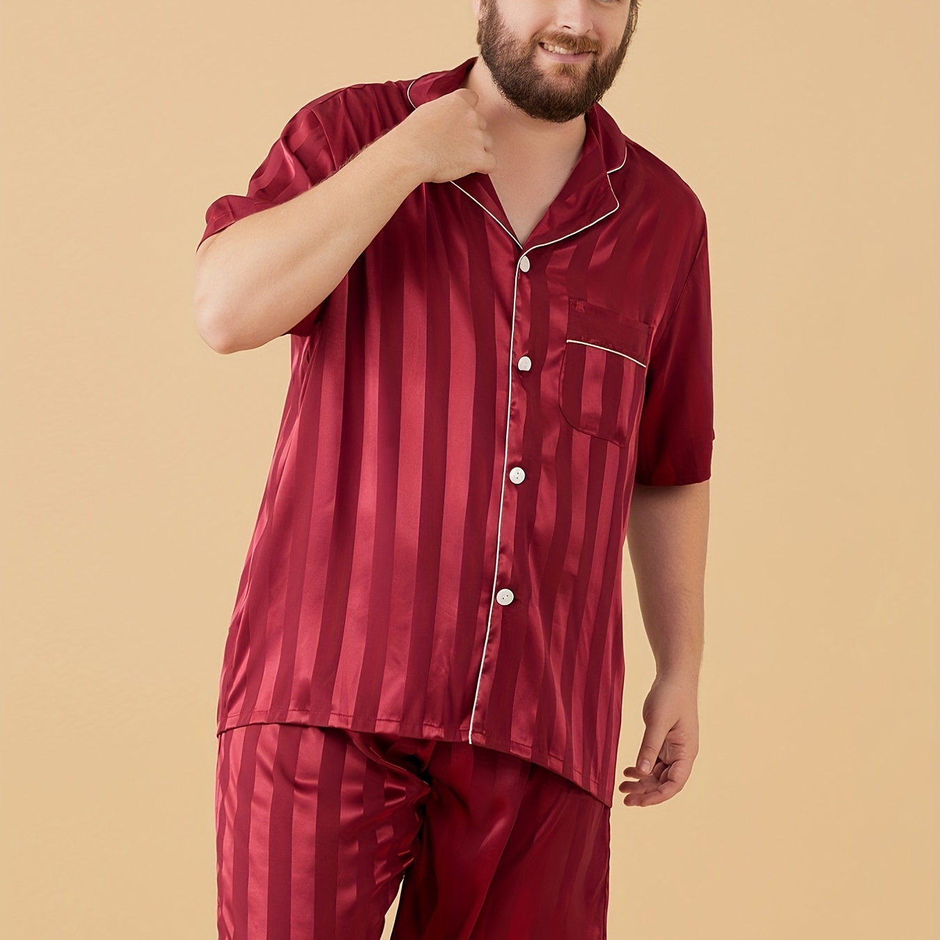 Plus Size Casual Striped Cotton Pajama Sets Men Long Sleeve Long Pants  Sleepwear Pyjama XXL(77.5-90kg) 2 (8 5XL(120) : : Clothing,  Shoes & Accessories
