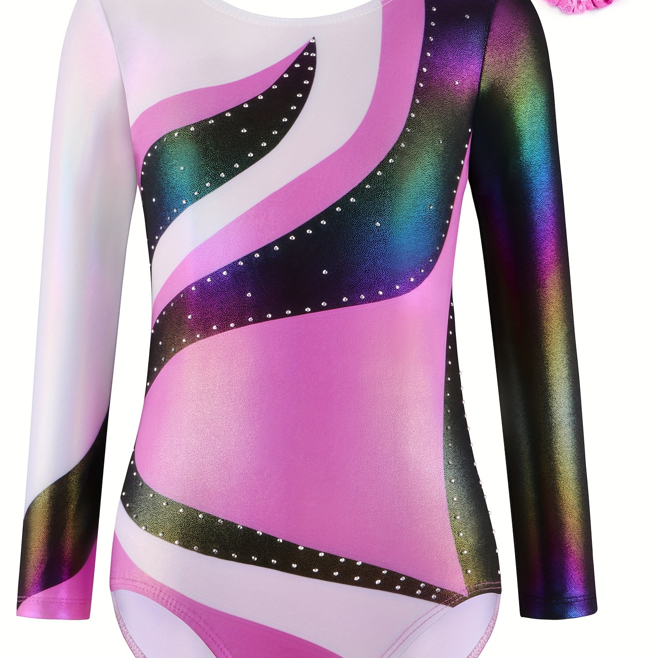 

Comfy Stretchy Splciing Crew Neck Long Sleeve Gymnastics Outfits Comfy Leotard Jumpsuit For Dance Sports