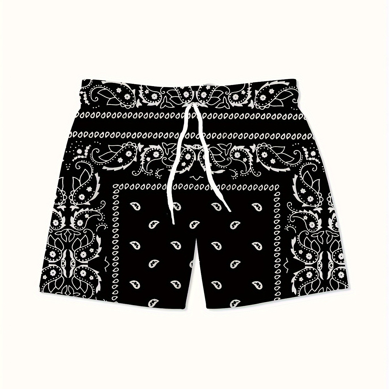 

Shorts à motif paisley décontractés pour hommes, shorts de plage à cordon pour l'été à la station balnéaire