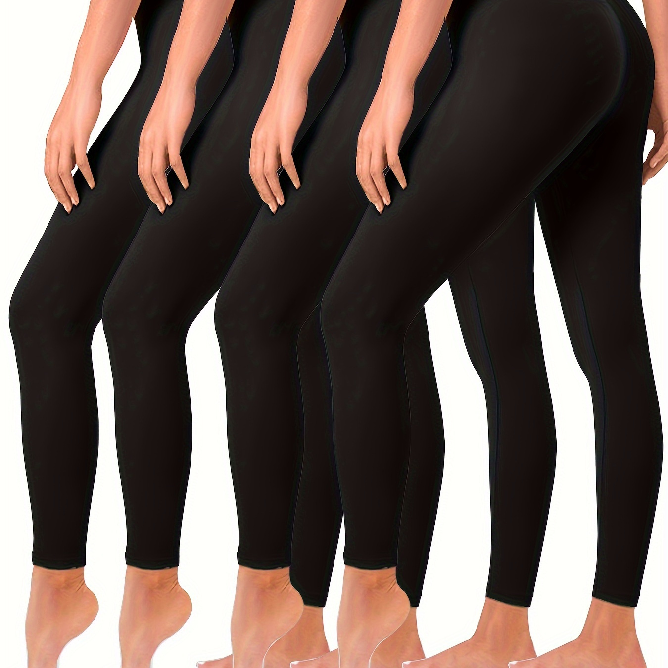 

4 Pack Leggings For Women Butt Lift High Waisted Tummy Control Slimming Black No See-thru Yoga Pants Workout Running