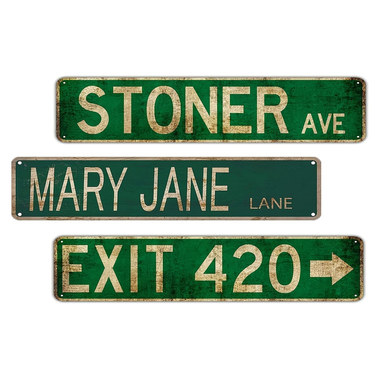 1pc, Stoner Avenue Mary Jane Lane EXIT 420 Street Metal Aluminum Sign Weed Stoner Accessories Gifts Stuff - Rustic Stoner Grunge Room Decor - 4 X 16 In