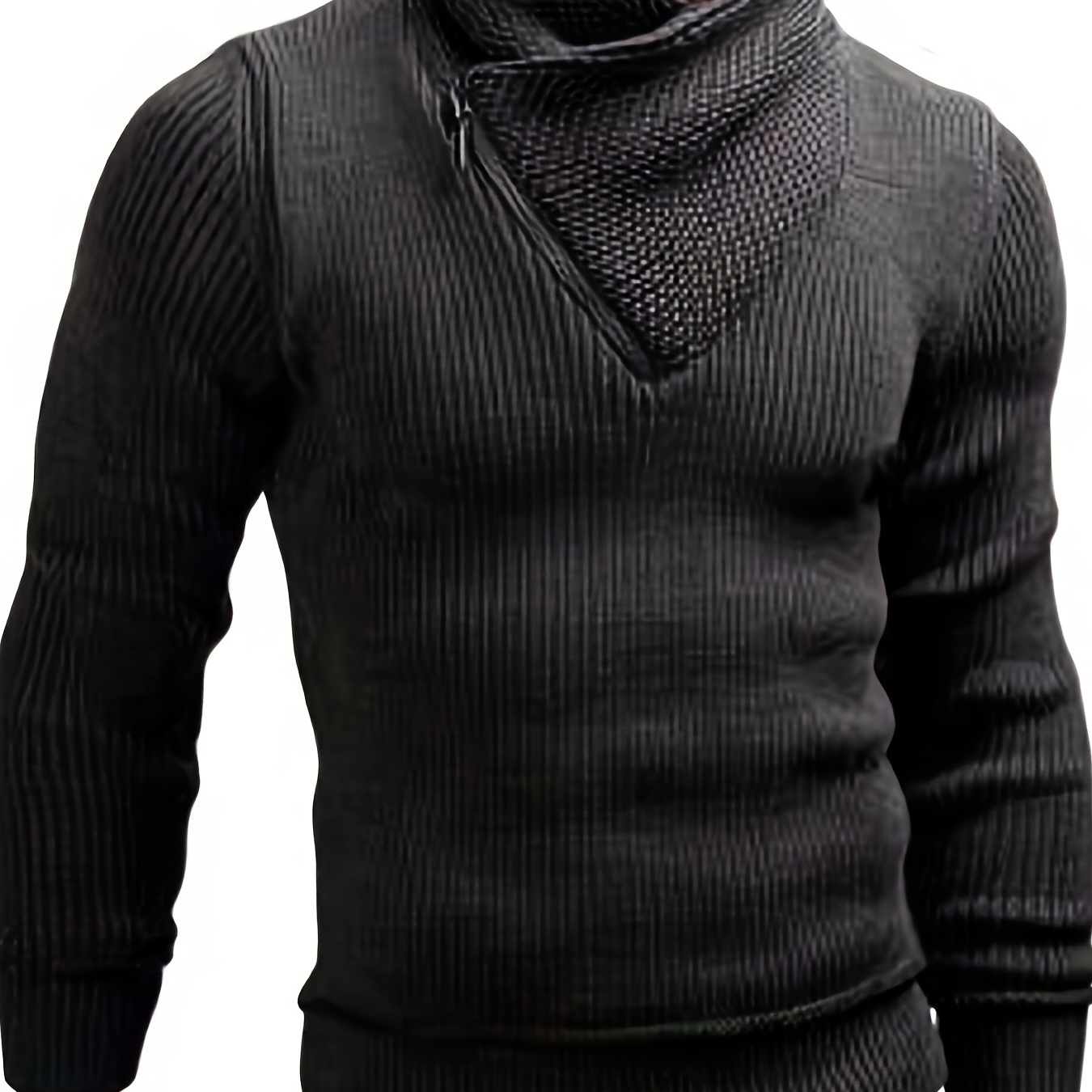 Plus Size Men's Solid Knit Turtleneck Sweater For Spring Fall Winter, Men's Clothing