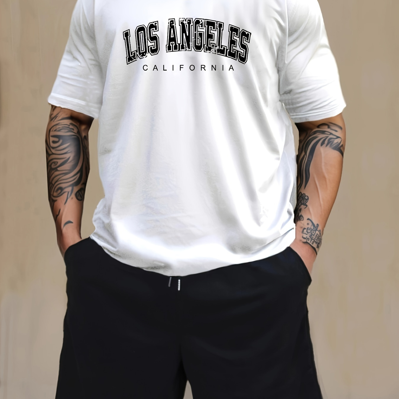 

2 ensembles de pyjama pour hommes, LOS ANGELES T-shirt à manches courtes et short imprimés tendance et cool, pyjamas confortables et doux pour hommes, vêtements de détente confortables pour l'été.